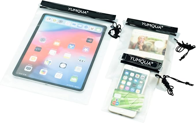 YUMQUA Clear Waterproof Bags, Water Tight Cases Pouch Dry Bags for Camera Mobile Phone Maps Pouch Kayak Military Boating Document Holder
