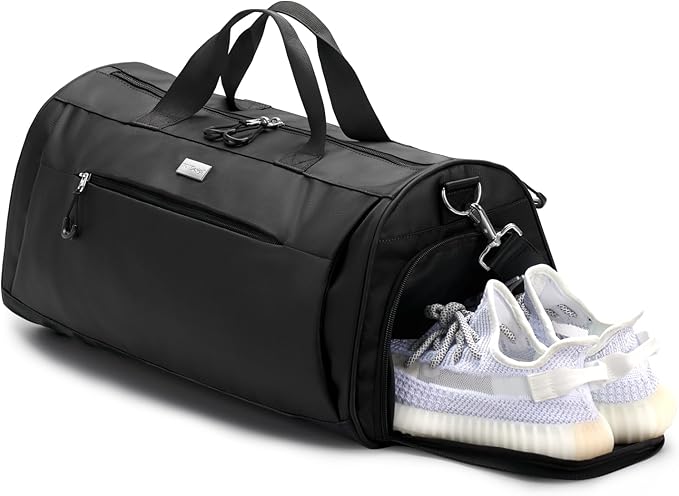 TOPDesign Gym Bag for Women & Men, Unisex Duffel Bag with Shoe Compartment & Wet Pocket for Travel Sports Gym (L Black)