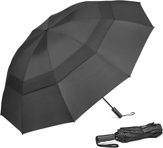G4Free 42/46/54/62 Inch Large Golf Umbrella Compact Reverse Travel Umbrella 10 Ribs Windproof for Rain Double Canopy Automatic Open Close
