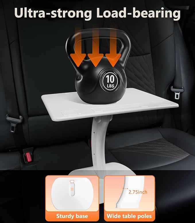 DICMKY Car Seat Tray Table, Adjustable Travel Tray for Kids/Adults, Car Lap Desk for Laptop Computer Tablet Book, Front Passenger/Rear/Driver Seat Food Eating, Essentials Accessories for Long Trips
