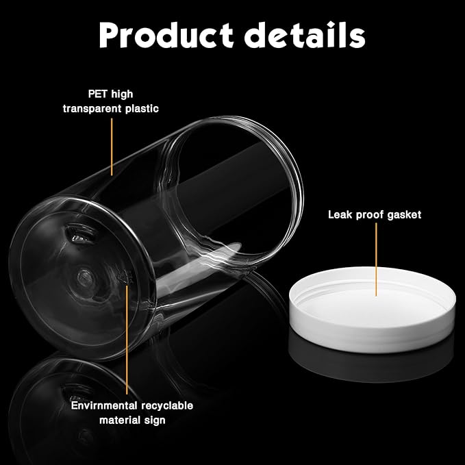 SATINIOR 12 Pack 32 oz Plastic Container Jars with Lids Round Clear Travel Cosmetic Container Slime Jars for Toiletries, Lotion, Cream, Ointments, Makeup, Rhinestone, Samples, Kitchen Storage(White)