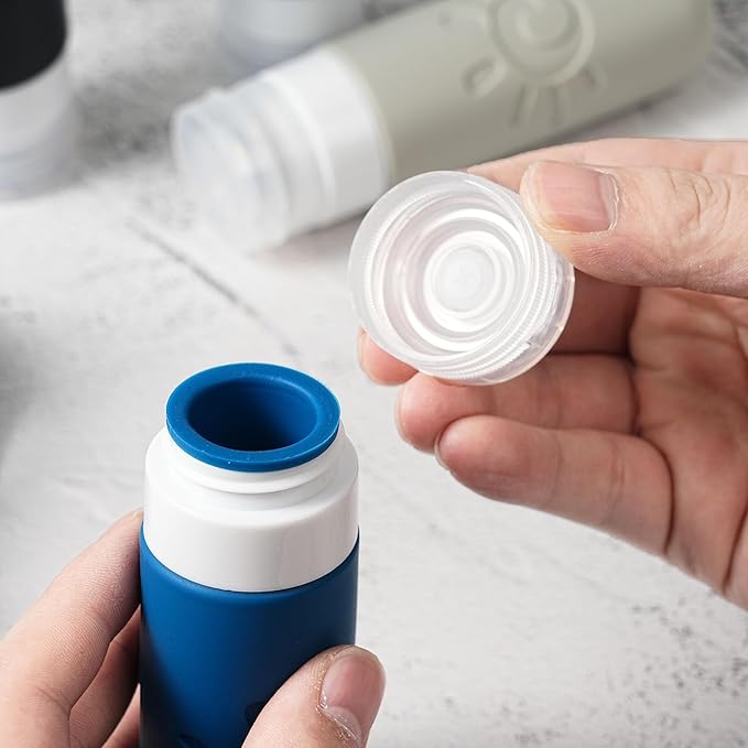 Travel Bottles for Toiletries, TSA Approved Travel Containers 3oz Leak Proof Travel Tubs Refillable Liquid Travel Accessories for Shampoo Conditioner Lotion Body Wash(Multicolored J)