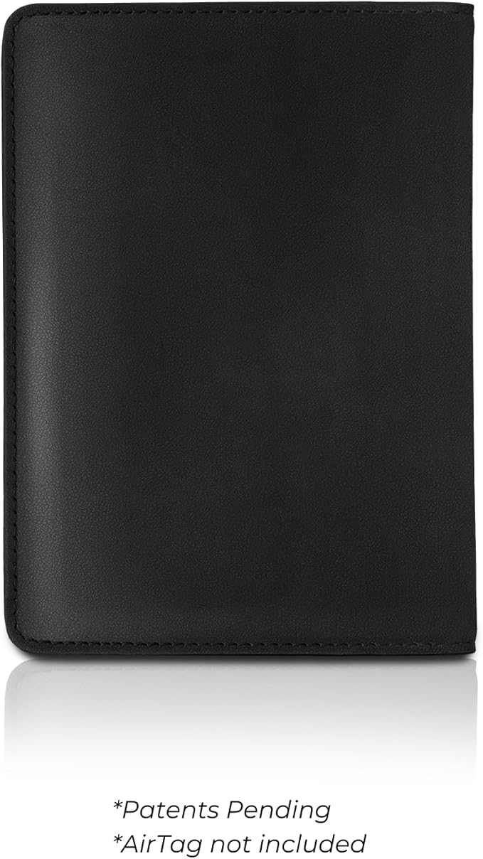 Kings Loot Passport Holder Wallet – RFID Blocking Leather Travel Wallet with Built-in Airtag Holder – Holds 1-6 Cards & Passport – Easy Pull Tab – Slim & Stylish Wallets (Onyx Black/Engraved)