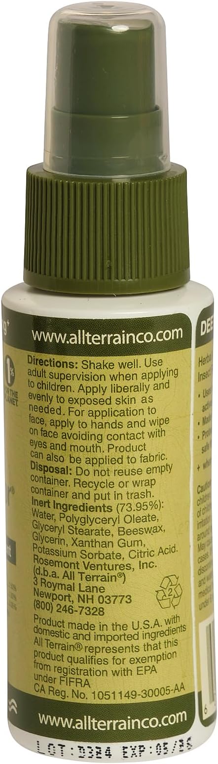 Herbal Armor DEET-Free Pump Spray 2 oz. Travel Size Insect Repellent, Plant-Based and All Natural, Safe for Family and Pets, Mosquito and Bug Protection