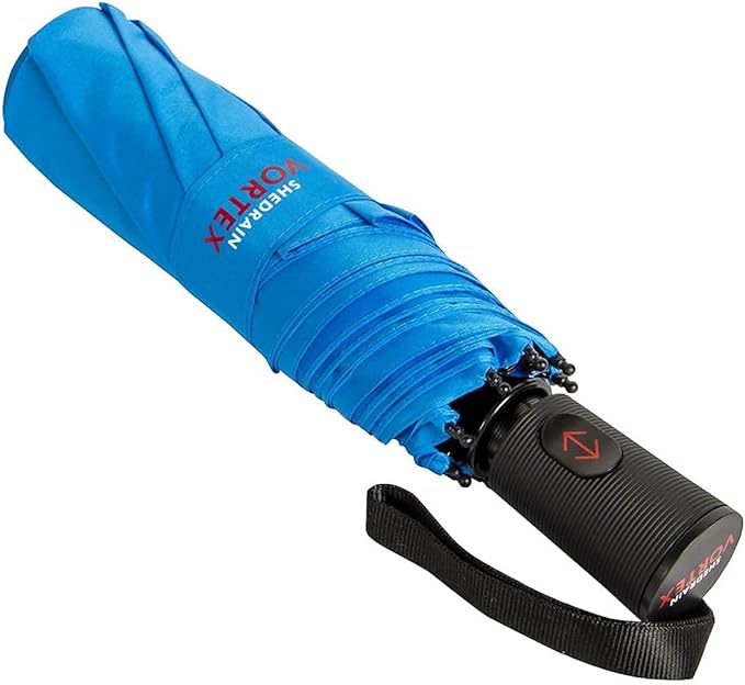 ShedRain Compact Folding Travel Umbrella – Push-Button Open & Close, Vented Double Canopy, Protects from Rain, Sun, & Wind