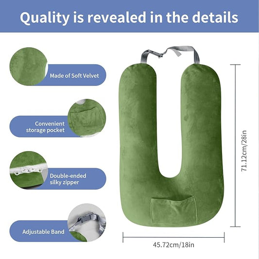 Travel Pillow, Car Pillow for Kids and Adults-Neck & Body Support，car Sleeping Pillow，Road Trip Essentials，Removable and Washable Covers，Skin-Friendly（Green）