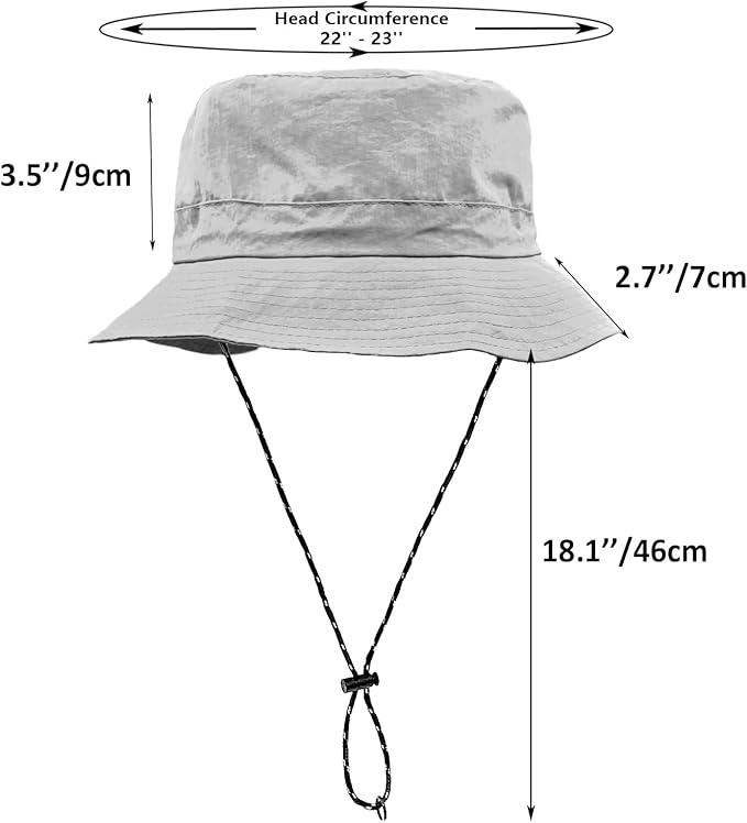 woogwin Waterproof Bucket Rain Hat with Chin Strap Quick Dry Packable Boonie Sun Hat Safari Hat UV Protection