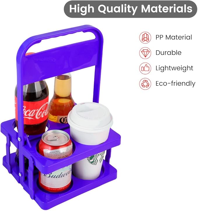 musbus Reusable Drink Carrier with Handle for Delivery Drivers, Portable Cup/Coffee Holder Accessories for Delivery, Foldable Drinks Caddy with Tray, Car Durable Plastic Festive Bottle, Vacation