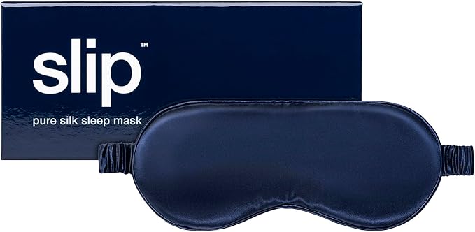 slip Pure Silk Sleep Mask - Navy | 100% Mulberry Silk, Ultra Soft & Comfortable, Blocks Light for Restful Sleep | Adjustable Strap for Perfect Fit, Gentle on Skin & Hair | Ideal Travel Accessory