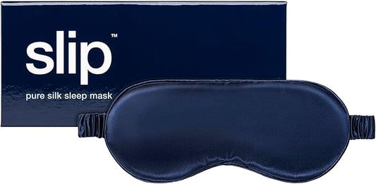 slip Pure Silk Sleep Mask - Navy | 100% Mulberry Silk, Ultra Soft & Comfortable, Blocks Light for Restful Sleep | Adjustable Strap for Perfect Fit, Gentle on Skin & Hair | Ideal Travel Accessory