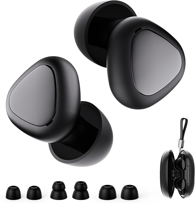 Ear Plugs for Sleeping Noise Cancelling, 45dB Reusable Silicone Earplugs with 6 Eartips and Carry Case, Ear Plugs for Concert & Hearing Protection, Sleep, Travel, Focus & Noise Reduction, Black