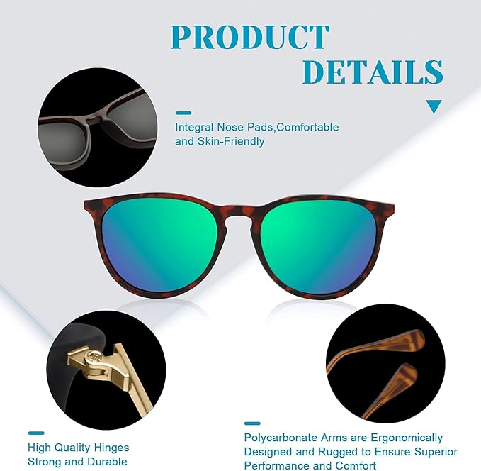 KALIYADI Sunglasses Womens Polarized Womens-Sunglasses: Trendy Sun Glasses with UV400 Retro Style for Party Beach Shopping