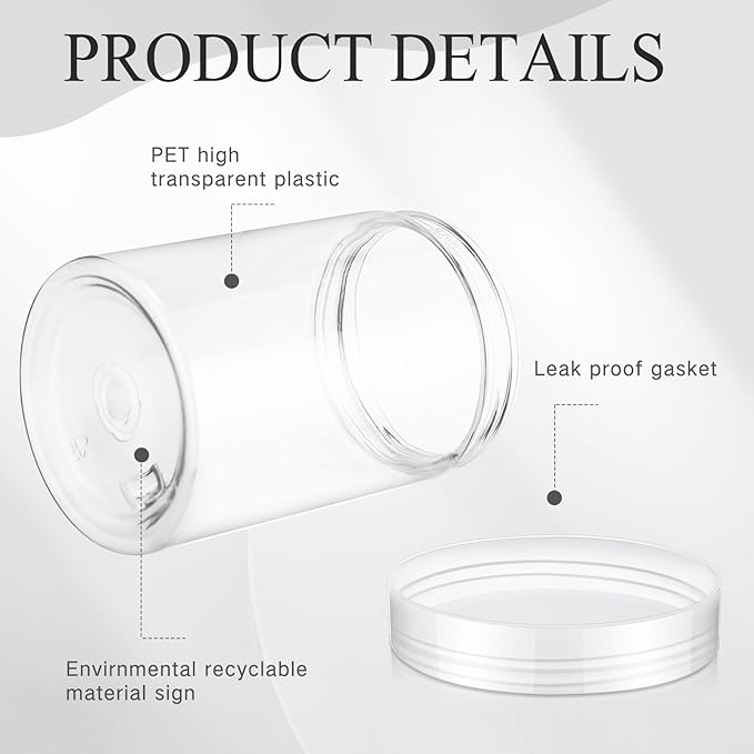 SATINIOR 12 Pack Plastic Container Jars with Lids Round Clear Travel Cosmetic Container Jars for Toiletries, Lotion, Cream, Ointments, Makeup, Rhinestone, Samples, Kitchen Storage(10 oz,Clear)