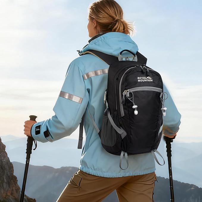 Hiking Backpack With Rain-cover, 20L Travel Backpacks For Women Men, Camping Daypack Backpacks Lightweight, Durable Hiking Backpack Fit For Camping, Daily Commuting, Short Trips (Black)