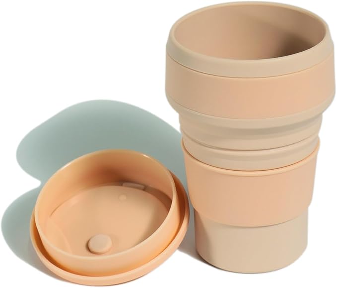 12oz Collapsible Water Bottles, Silicone Foldable Portable Travel Water Bottle, Folding Lightweight Reusable Leakproof for Traveling Camping Hiking Cycling Yoga Sports Pink