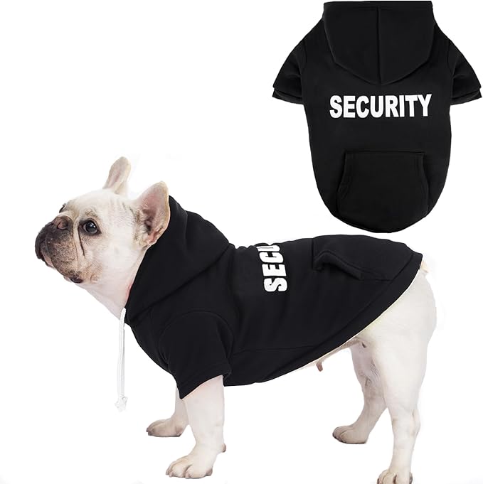 BAOBICUTE Dog Basic Hoodie Soft Dog Clothes Cold Weather Sweaters for Medium Large Dogs Cozy Fabric Warm Sweatshirt with Leash Hole (Security, Large)