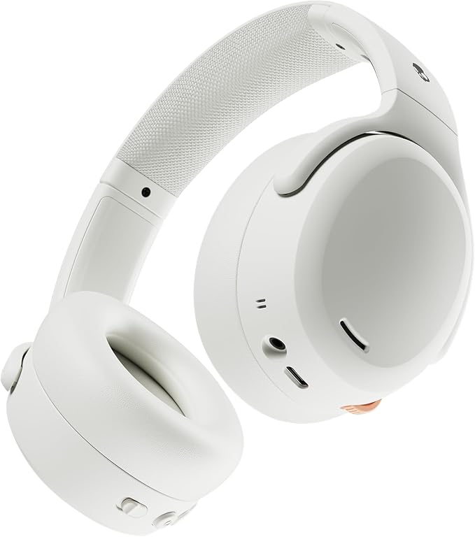 Skullcandy Crusher ANC 2 Wireless Over-Ear Bluetooth Headphones with Multi-Sensory Bass, Active Noise Cancelling, Up to 60 Hours Battery, Microphone for iPhone Android - Bone