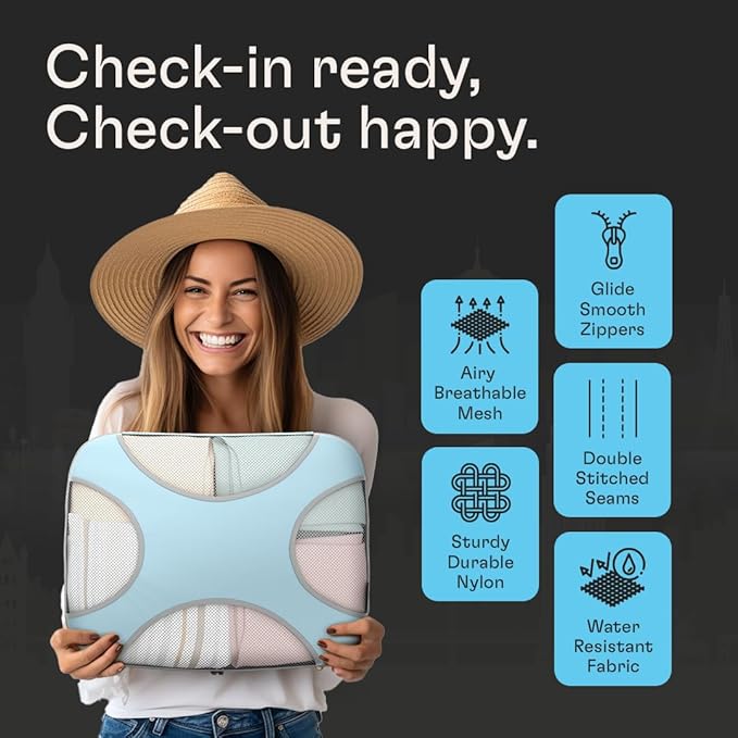 Shacke 6 Set Packing Cubes for Travel - Compression Packing Bags/Travel Organizer - Luggage Organizer Bags for Traveling - Travel Essentials for Women - Cruise Must Haves Packing List