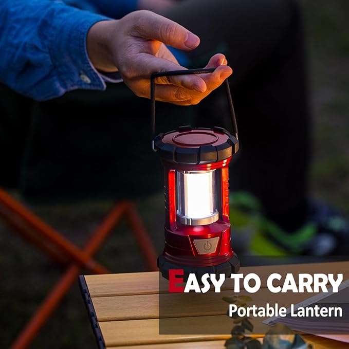 Rechargeable Camping Lanterns, 1500LM Camping Light with Phone Charger Compact Flashlights Torch, Portable Waterproof Hurricane Lanterns for Emergency, Outdoor, Power Outage