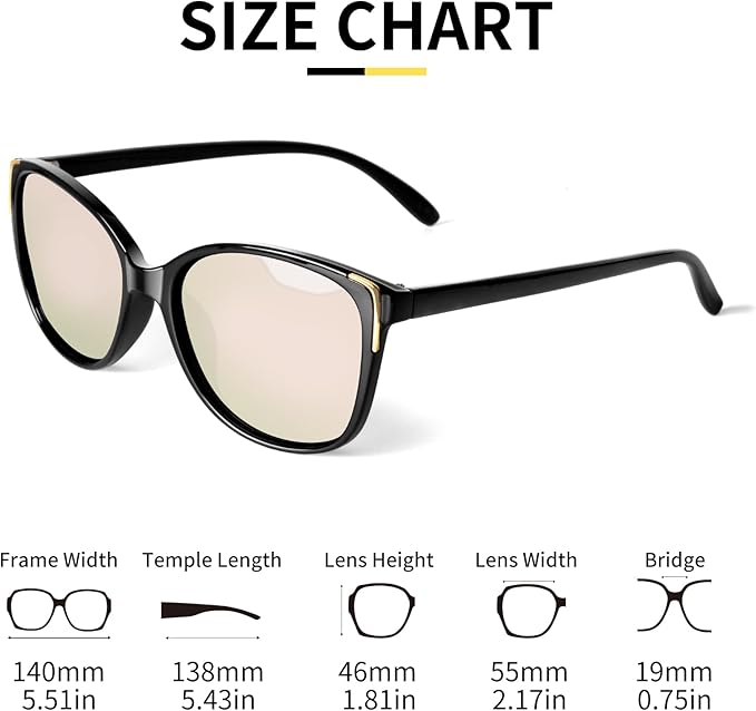 Face Shadow Polarized Sunglasses for Women, Cat Eye Sunglasses for Small Face Ladies Ultralight UV400 Protection