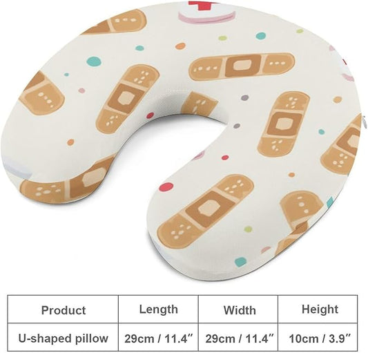 Luxury Memory Foam U-Shaped Neck Pillow Travel Support, Nurse Band U-Shape, Removable Breathable Cover Home Office