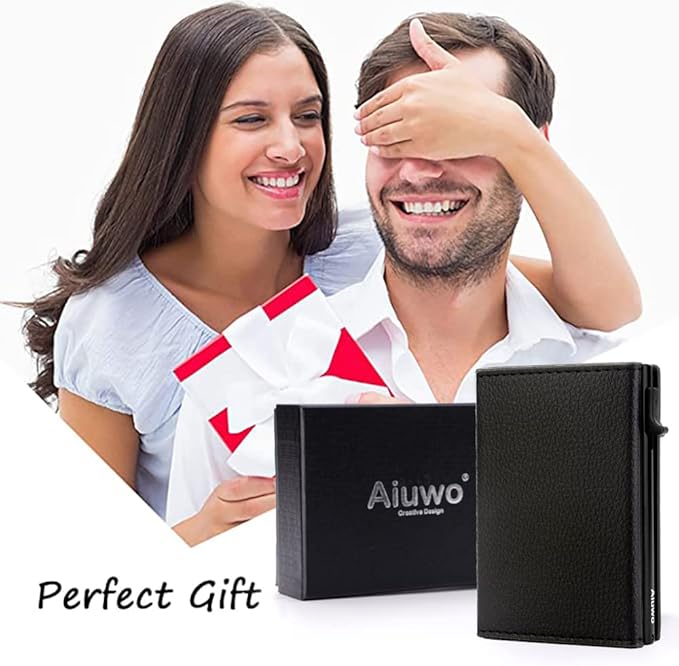 Aiuwo Airtag Wallet for Men,Mens Wallet Card Holder,Smart,Slim,Minimalist Wallet,Credit Cards Holder RFID Blocking Wallet (Airtag Wallet, Lichee Black)