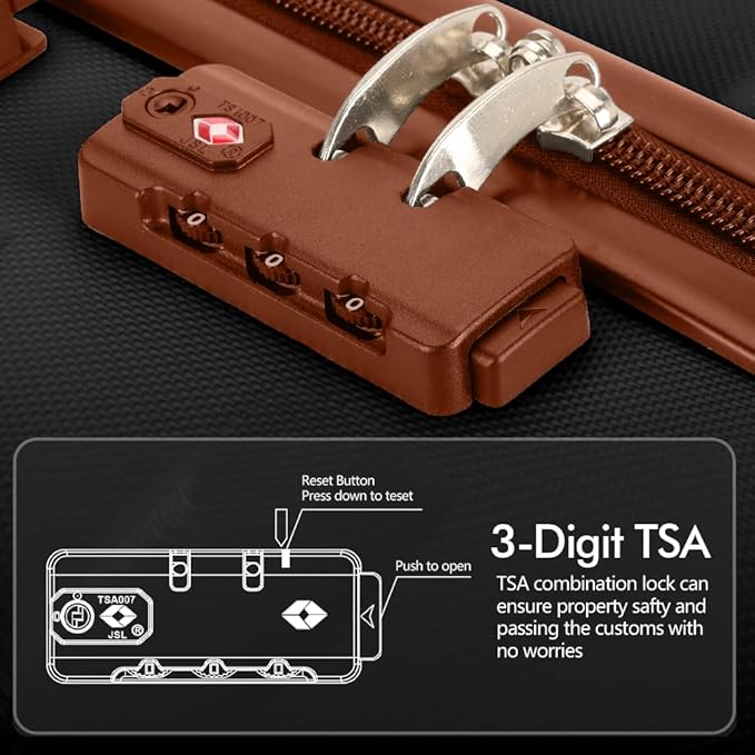 AnyZip Luggage Set 5 Piece PC ABS Hardshell Lightweight Suitcases for Travelling with 4 Universal Wheels TSA Lock Carry on Suitcase Black Brown