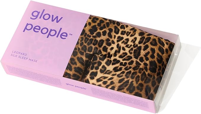 Glow People Silk Sleep Mask – 100% Mulberry Silk Eye Mask for Sleeping, Total Blackout, Cloud-Soft and Adjustable for Beauty Sleep and Travel - Leopard