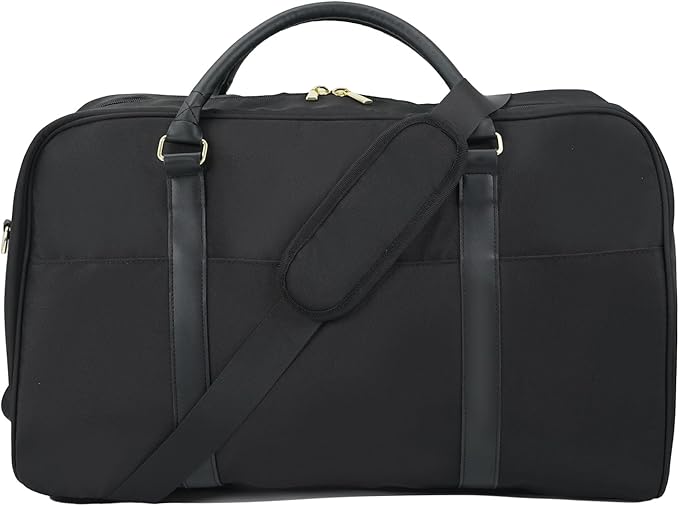 Travel Duffle Bag for Women & Men - Weekender Overnight Bag, Large Carry-On Gym Bag, Sports Duffel, Hospital Bag, Yoga Tote,Work Bag & Trolley Sleeve (Black)