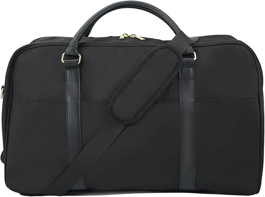 Travel Duffle Bag for Women & Men - Weekender Overnight Bag, Large Carry-On Gym Bag, Sports Duffel, Hospital Bag, Yoga Tote,Work Bag & Trolley Sleeve (Black)