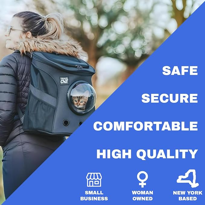 Fat Cat Backpack Carrier - Airline Approved Cat Carrier with Space Capsule Bubble for for Small Cats, Kitten - Premium Charcoal Cat Carrier Backpack for Outdoor, Travel, Hiking, Pet Supplies