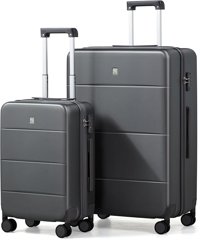 Hanke Luggage Sets 2 Piece with Spinner Wheels, 20/28 Inch Hard Shell Suitcases Set TSA Approved Luggage Travel Rolling Large Luggage(Graphite Grey)