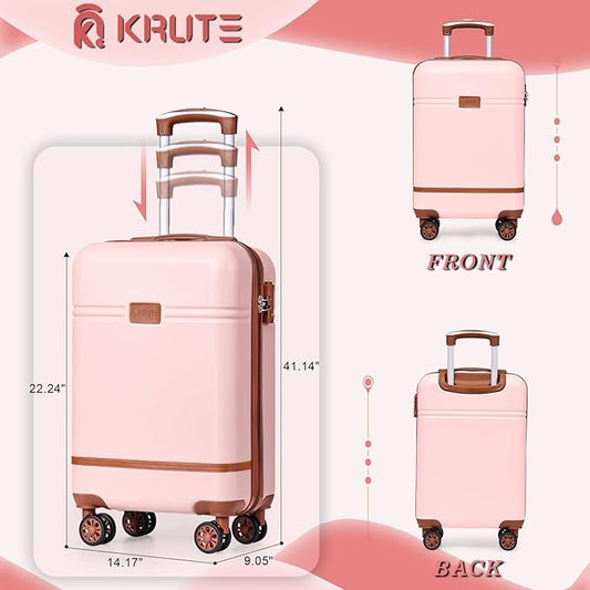 Krute Checked Luggage 24 inch Suitcases with Wheels TSA Approved PC+ABS Lightweight Hard Side Suitcase