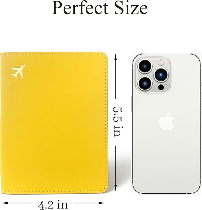 PU Leather Passport Holder Covers Case, Waterproof Rfid Blocking Travel Wallet Passport Holder(Lemon Yellow)
