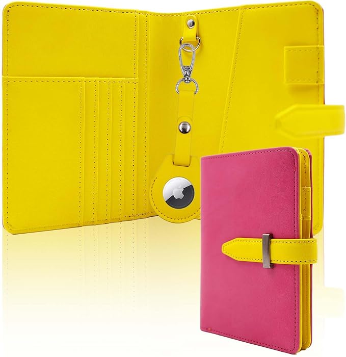 Deziliao Passport wallets, Mulit-purpose RFID Blocking Passport Holder AirTag Wallet, Travel Wallet（Pink）