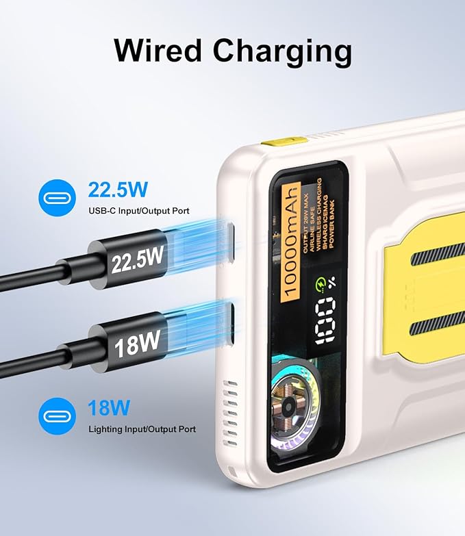 Magnetic Power Bank 10000mAh,Foldable Wireless Portable Charger with Fan Active Cooling System,Fast Charging Battery Pack,Compatible with iPhone 16/15/14/13/12 Pro/Pro Max/Plus/Mini