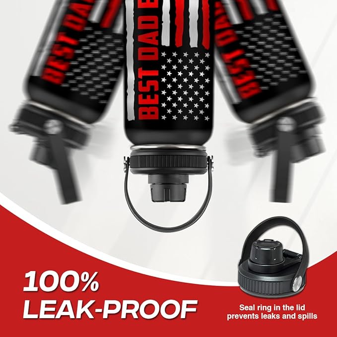 Best Dad Ever Water Bottle 32oz Stainless Steel Insulated Water Bottles - Gifts for Dads Daddy Father Papa from Son Daughter - Fathers Gifts for Birthday Christmas