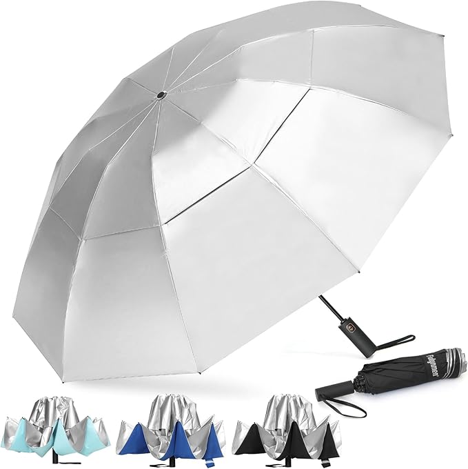 62/54/46 Inch Umbrellas for Rain Large Travel Compact Golf Umbrella Inverted Windproof Double Canopy 10 Ribs Automatic Open/Close UPF50+ Sun UV Protection
