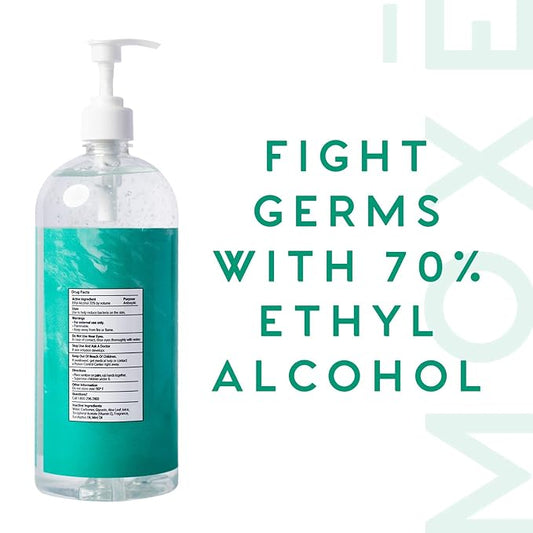 MOXE Premium Eucalyptus & Mint Hand Sanitizer Value Pack - Calming Moisturizing Waterless Antiseptic Cleanser with 70% Ethyl Alcohol, Aloe Vera & Essential Oils - Fights Germs & Bacteria - 4 x 32oz