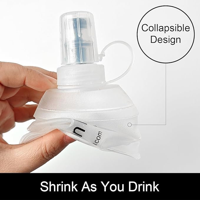 WILDREEDS 500ml Soft Flask, TPU Collapsible Soft Water Bottle for Hydration Pack, Running Vest, Folding Water Bottle for Hiking Cycling Climbing-1Pcs, White