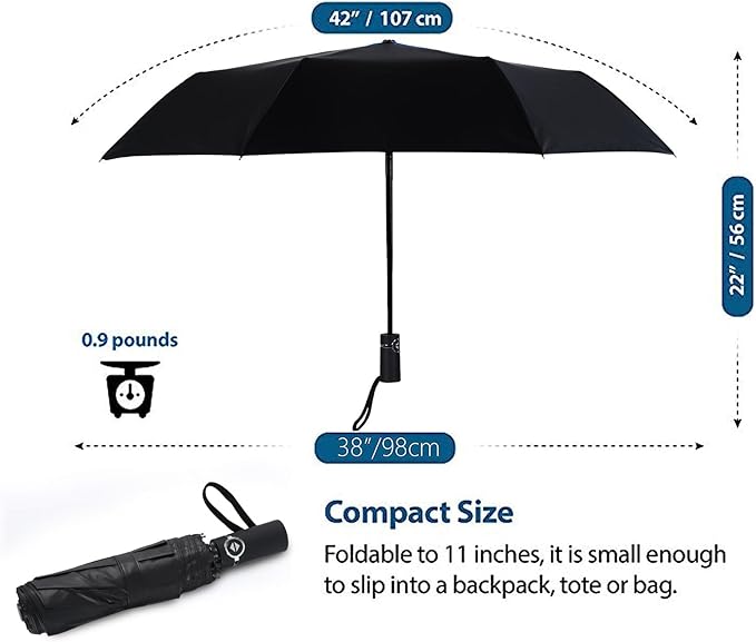 SY COMPACT Travel Umbrella - Windproof Automatic Compact Umbrella, Lightweight Waterproof Design for Backpack, Car & Purse