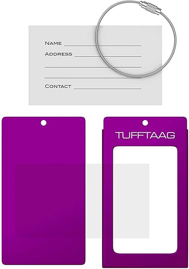 Luggage Tags Business Card Holder by TUFFTAAG - Durable Travel ID Bag Tag in Multiple Color Options, Perfect for Suitcases, Backpacks, and Carry-Ons, Easy Identification, Secure and Stylish