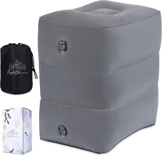 Inflatable Airplane Footrest Pillow | Inflatable Kids Travel Bed | Adjustable Height Inflatable Foot Rest for Air Travel, Train, Car, Home or Office | Airplane Bed for Toddler | Kids Travel Essentials