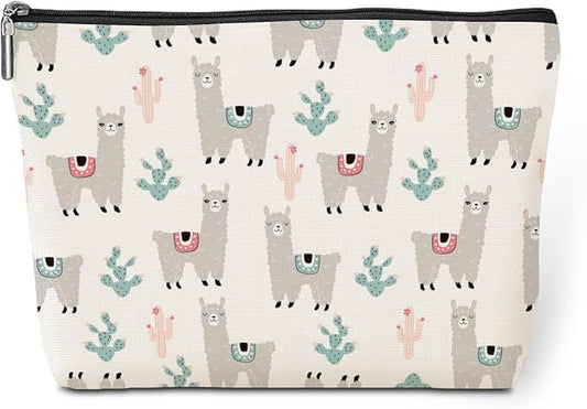 jeilink Cute Llamas Makeup Bag Alpaca Llama Gifts Funny Llama Stuff Decor for Llamas Lover Christmas Birthday Gifts for Women Animal Lovers Girl Daughter Best Friend BFF Niece Sister Toiletry Bag