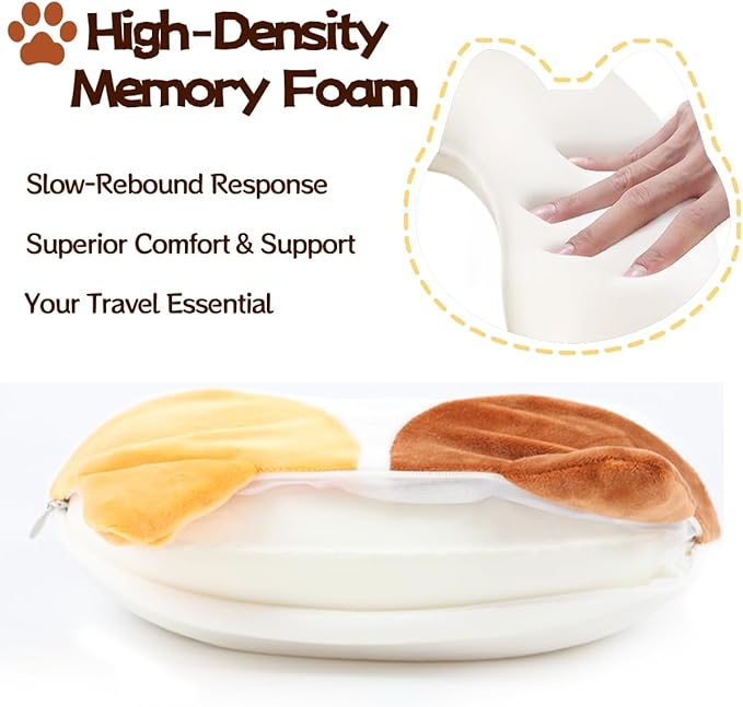 Kids Neck Pillow for Travel with Sleep Eye Mask, Cute Travel Neck Pillow, Memory Foam Flight Sleeping Headrest Pillow for Boys & Girls, Airplane, Train, Car, Home Use - Tricolor Cat