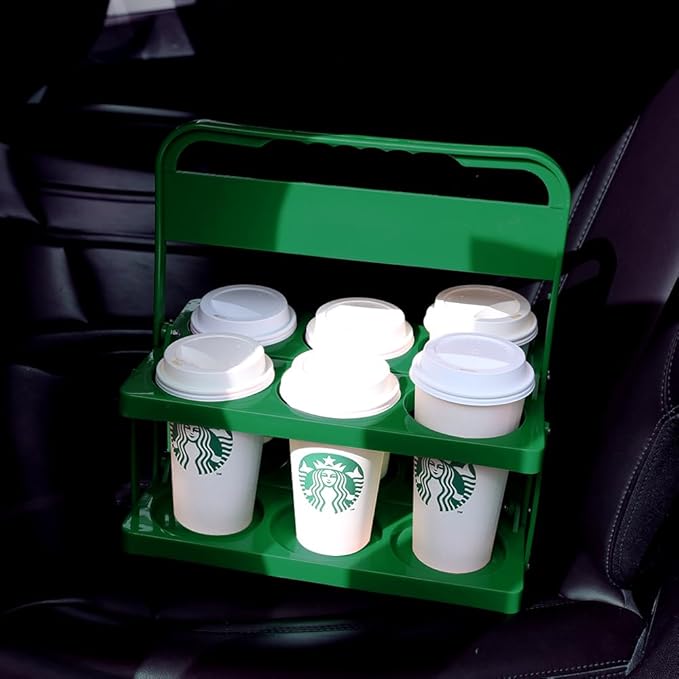 musbus Reusable Drink Carrier with Handle for Delivery Drivers, Portable Cup/Coffee Holder Accessories for Delivery, Foldable Drinks Caddy with Tray, Car Durable Plastic Festive Bottle, Vacation