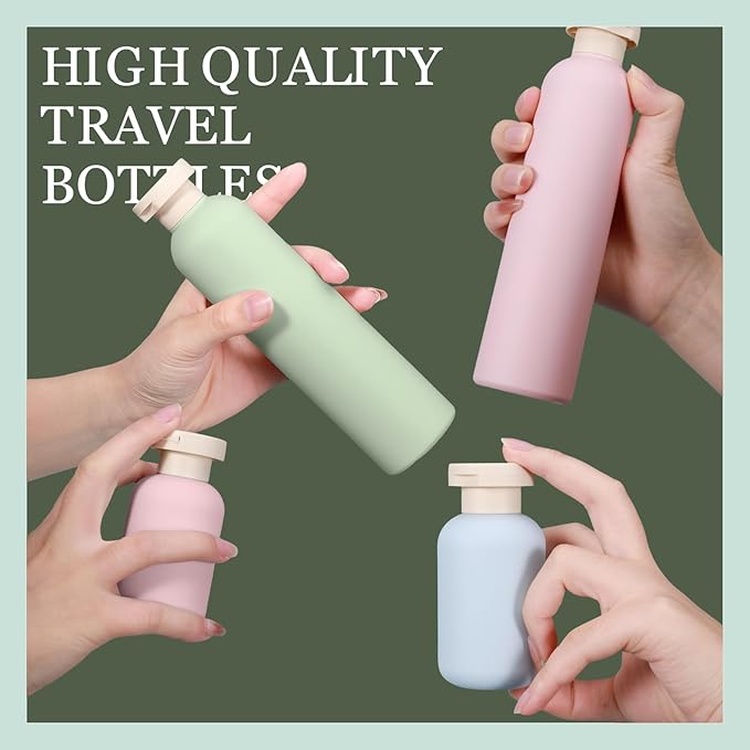 ASEVAT 10 oz Plastic Leak Proof Travel Bottles for Toiletries, Plastic Travel Size Containers, Shampoo and Conditioner Bottles Refillable Squeeze Bottle for Lotion, Body Wash (3Pcs)