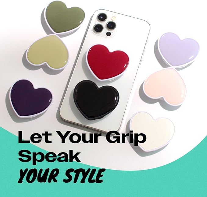 OnTheGrip Cute Solid Macaron Color Heart Shape Collapsible Mobile Phone Grip Stand Holder for Smartphone Tablet Cell Phone Accessory (Lavender)