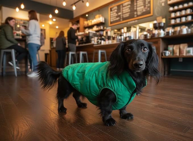 ASENKU Dog Winter Coat - Waterproof Windproof Dog Jacket, Warm Snowproof Doggie Puffer Vest for Cold Weather, Lightweight Snow Coats for Small Medium Large Dogs (XS, Green)