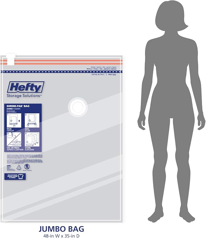 Shrink-Pak Space Bags Vacuum Storage Bags for Bedding Jumbo Compression 3 Pack Clear for Comforters Blankets (3 Jumbo/Bedding Solo)